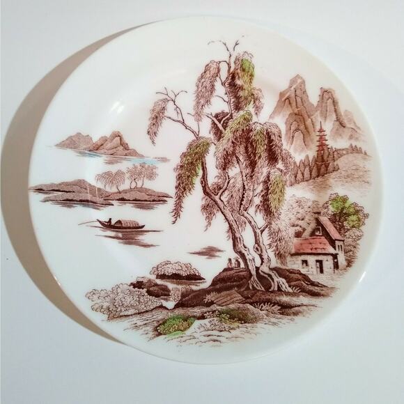 VTG 2 Nasco Sayonara China Japan Dessert Plates Dish Oriental Village 6 1/2" - Picture 3 of 4